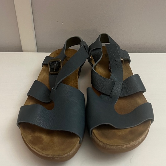 Women's Sandals in Grey/Blue leather - Picture 2 of 6